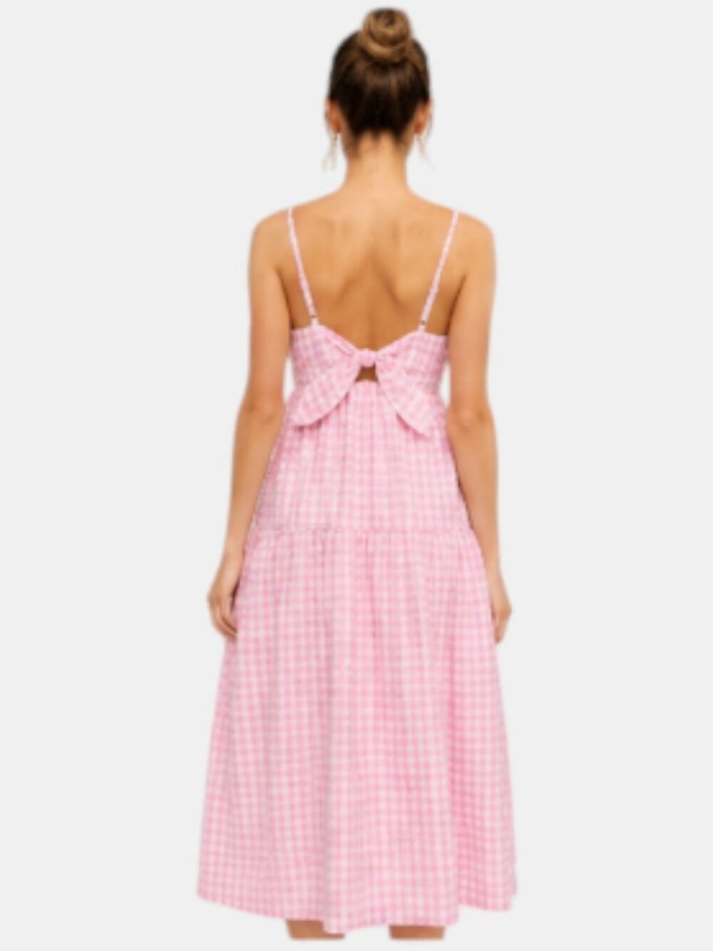 NWT J.CREW PINK GINGHAM BOW BACK MIDI DRESS WOMEN'S S SIZE 14 - Picture 3 of 8